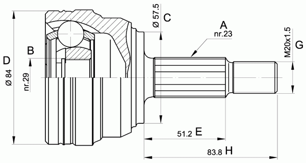 Шарнирный комплект, приводной вал