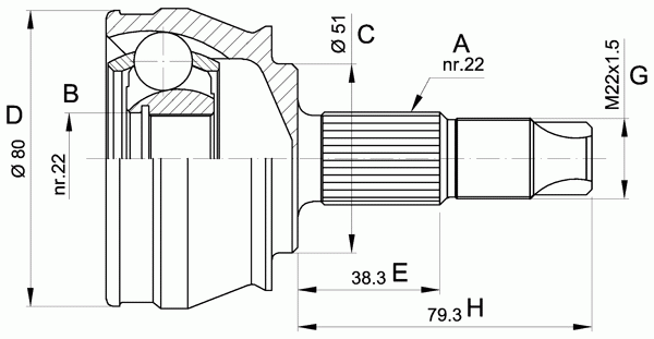 Шарнирный комплект, приводной вал