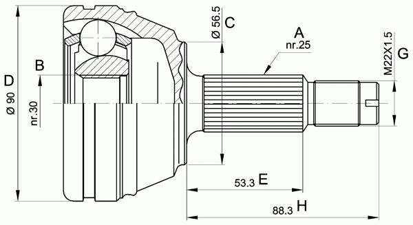 Шарнирный комплект, приводной вал