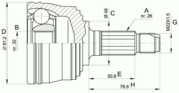 Шарнирный комплект, приводной вал
