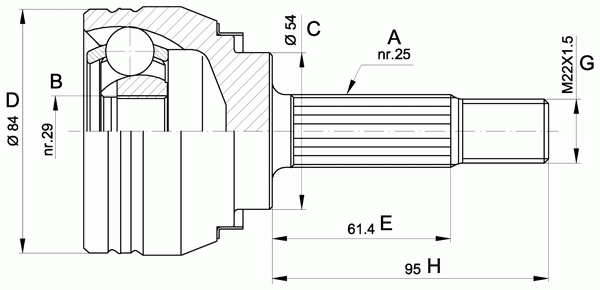 Шарнирный комплект, приводной вал