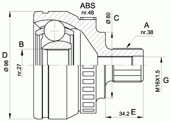 Шарнирный комплект, приводной вал