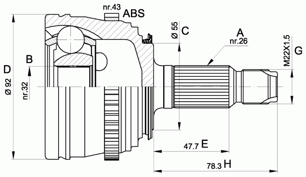 Шарнирный комплект, приводной вал