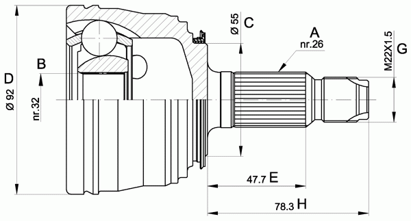 Шарнирный комплект, приводной вал