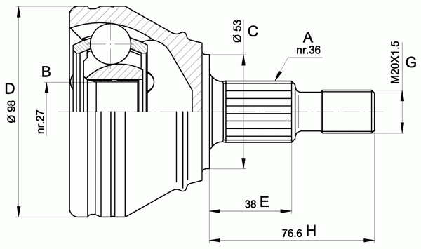 Шарнирный комплект, приводной вал