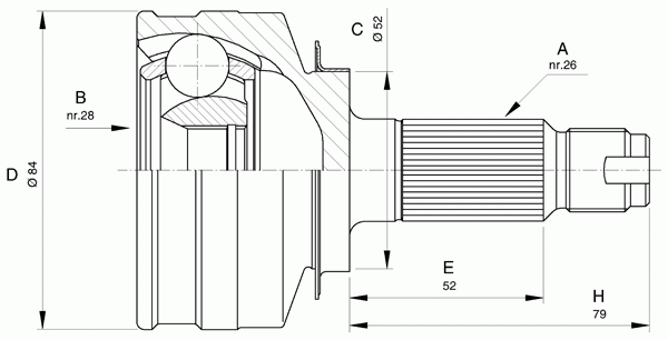Шарнирный комплект, приводной вал