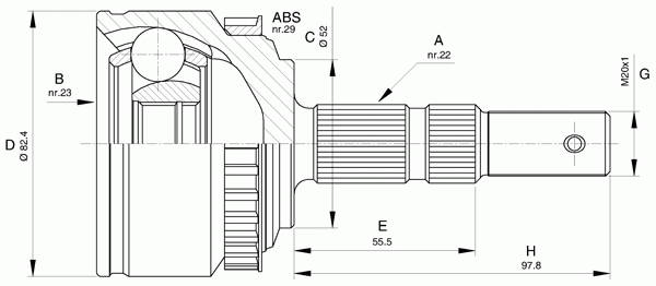Шарнирный комплект, приводной вал
