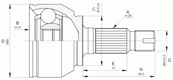 Шарнирный комплект, приводной вал