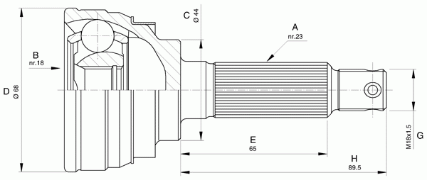 Шарнирный комплект, приводной вал