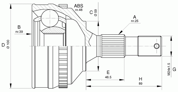 Шарнирный комплект, приводной вал