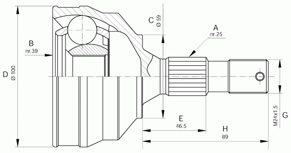 Шарнирный комплект, приводной вал