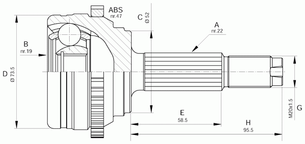 Шарнирный комплект, приводной вал