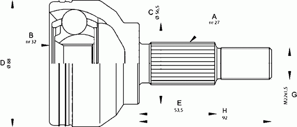 Шарнирный комплект, приводной вал