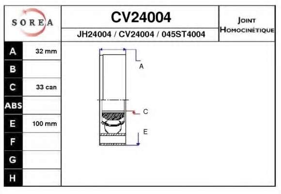 Шарнирный комплект, приводной вал