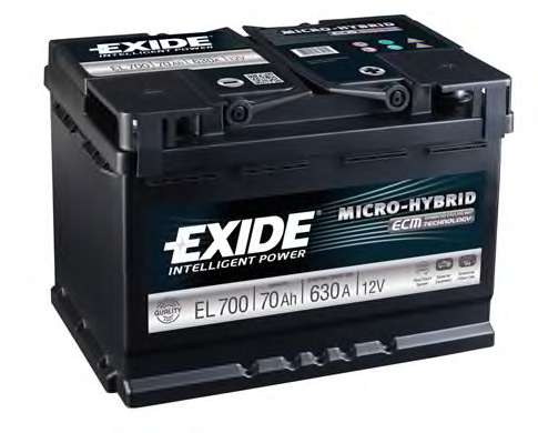 exide-el700 Акумуляторна батарея 70Ah/760A (278x175x190/+R/B13) (Start-Stop EFB)