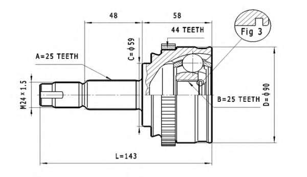 Шарнирный комплект, приводной вал
