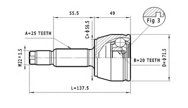 Шарнирный комплект, приводной вал