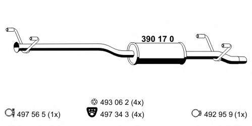 Средний глушитель выхлопных газов
