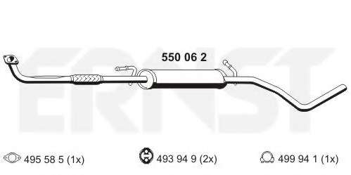 Средний глушитель выхлопных газов