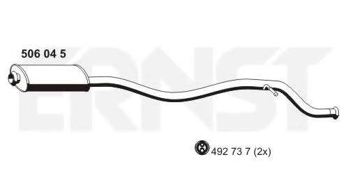 Средний глушитель выхлопных газов