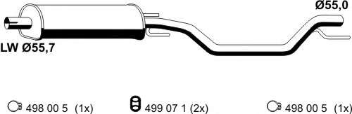 Средний глушитель выхлопных газов
