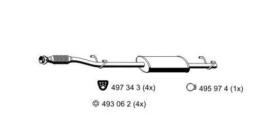 Средний глушитель выхлопных газов