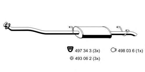 Средний глушитель выхлопных газов