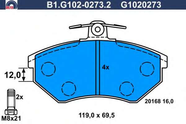 Комплект тормозных колодок, дисковый тормоз