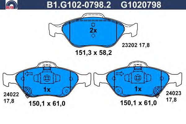 Комплект тормозных колодок, дисковый тормоз