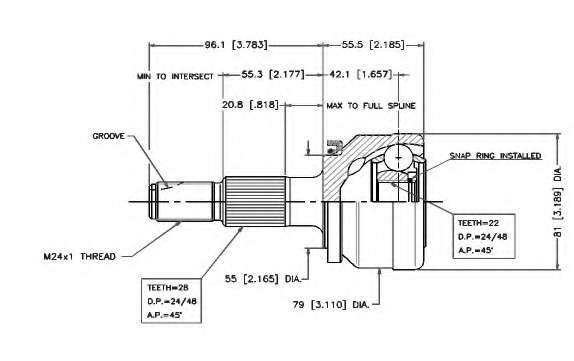 Шарнирный комплект, приводной вал