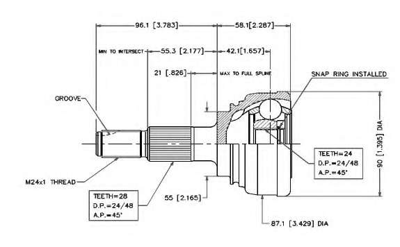 Шарнирный комплект, приводной вал