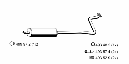 Средний глушитель выхлопных газов