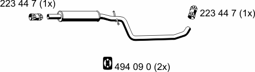 Средний глушитель выхлопных газов