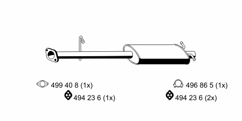 Средний глушитель выхлопных газов