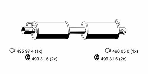 Средний глушитель выхлопных газов