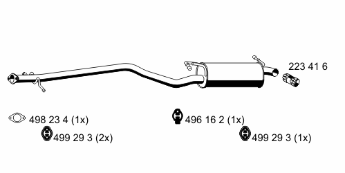 Средний глушитель выхлопных газов