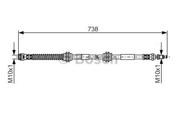 Шланг гальмівний (передній) VW Touareg 02-10 (L=725mm)