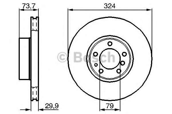 Диск гальмівний (передній) BMW 5 (E39) 96- (324x30) M47/M54/M57