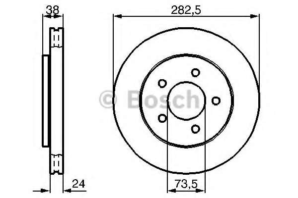 Диск гальмівний (передній) Chrysler Voyager 2.0-3.8 2.5-2.8CRD 95-08 (282x24) (з покриттям)(вент.)