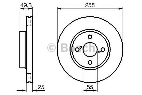 Диск тормозной (передний) Toyota Corolla 97-08 (255x25)