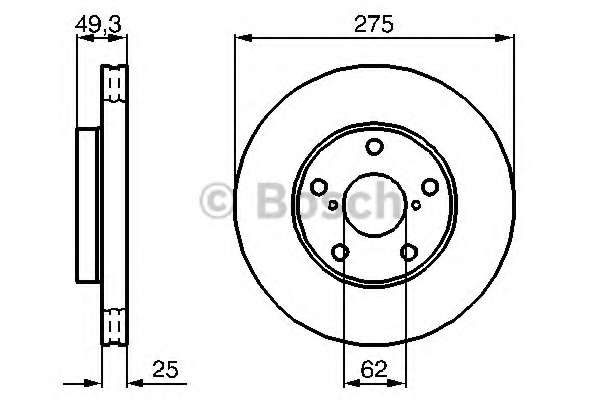Диск гальмівний (передній) Toyota Rav 4 1.8-2.0 00-05 (275x25)