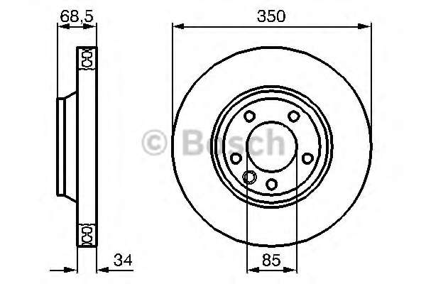 Диск гальмівний (передній) Audi Q7 06-15/Porsche Cayenne 02-/VW Touareg 02-10 (350x34) (L)