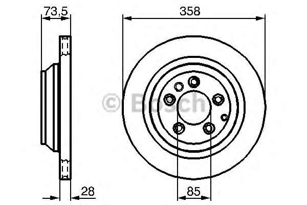 Диск гальмівний (задній) Audi Q7 06-/Porsche Cayenne/VW Touareg 03-10 (358x28)(з покриттям)(вент.)