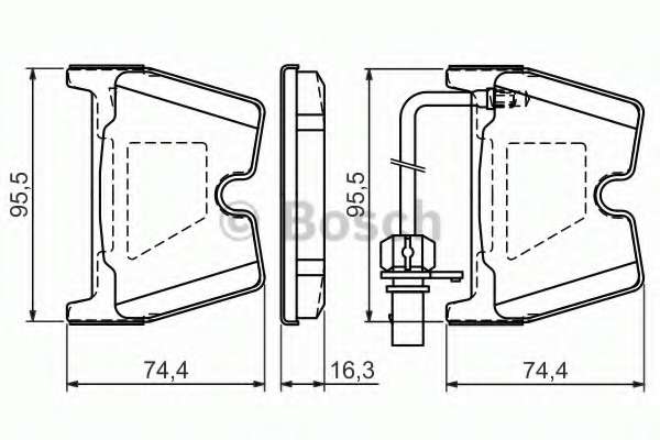 Колодки тормозные (передние) Audi A4/A5/A6/VW Phaeton 02-17 (Brembo) (с датчиком) (95.5x74.4x16.3)