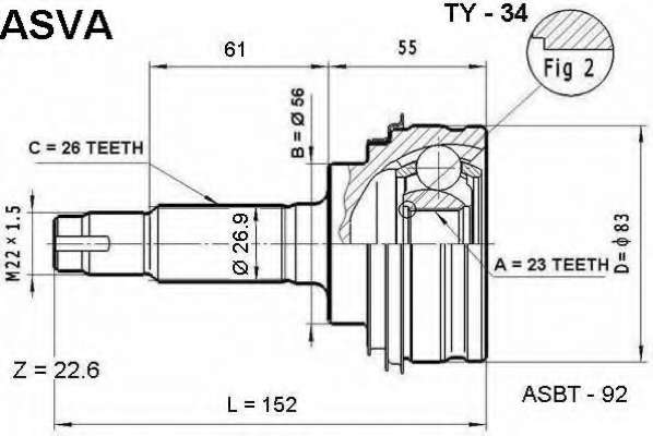 Шарнирный комплект, приводной вал