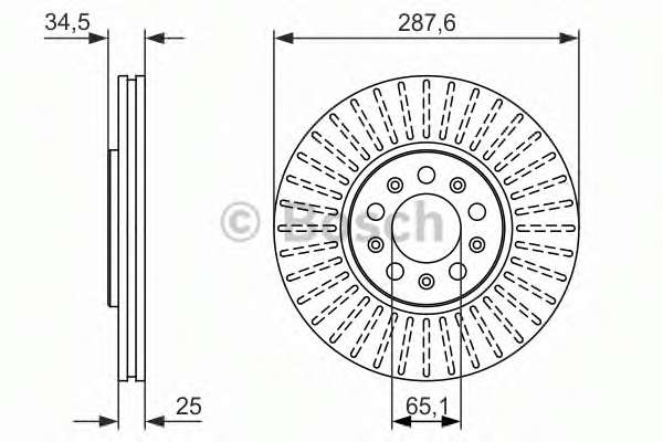 Диск гальмівний (передній) Skoda Fabia 99-/Rapid 13-/Roomster 06-15/VW Golf (288x25)(з покр.)(вент.)