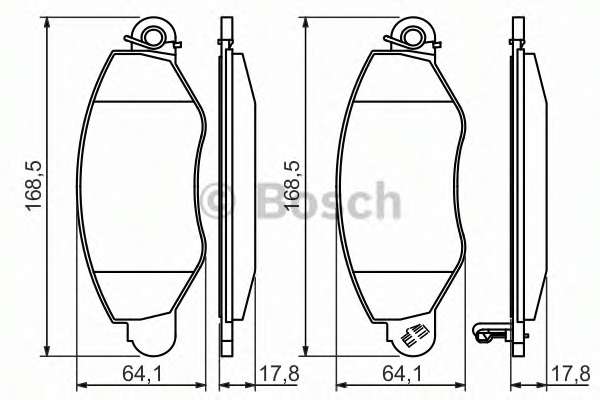 Колодки гальмівні (передні) Ford Transit 2.0-2.4 00- (FWD) (Bosch)