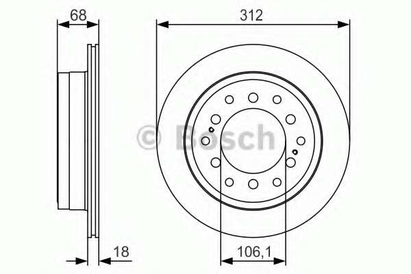 Диск тормозной (задний) Lexus GX 01-09/Toyota Land Cruiser 90 96-02/Prado 06-18 (312.2x18)