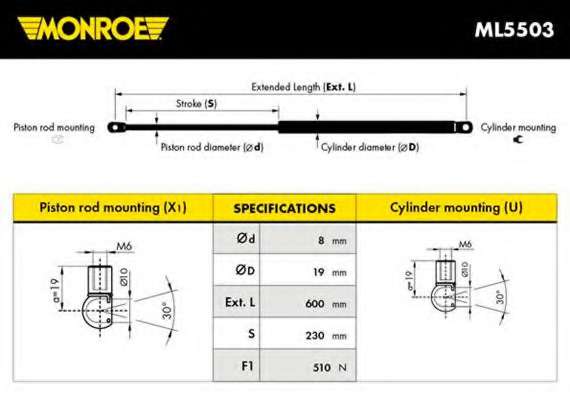 Пружина газова / помещения для груза