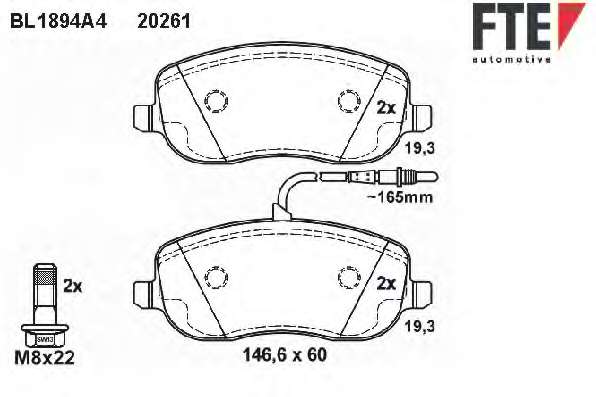Колодки гальмівні (передні) Fiat Scudo/Peugeot Expert 96-06 (з датчиками)